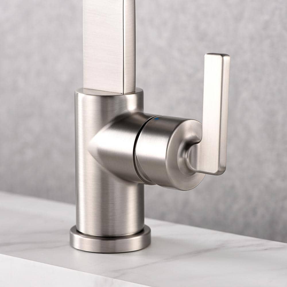 Brushed Nickel Single Hole Bathroom Faucet with Drain Assembly