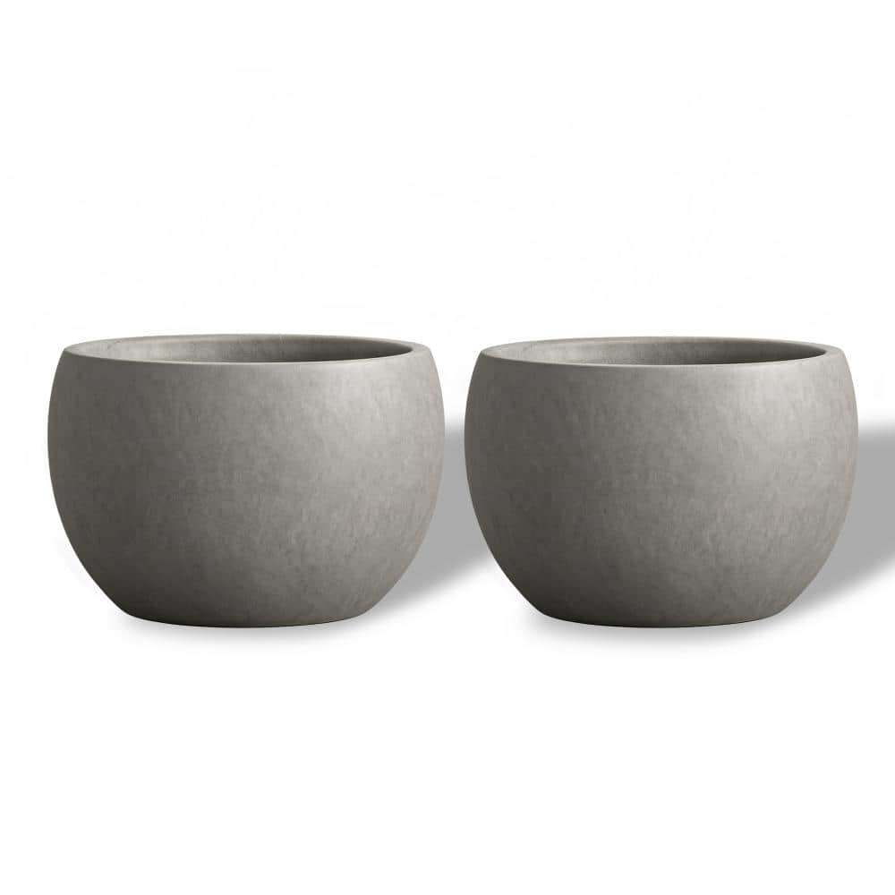19 in. W x 13 in. H Medium Gray Large Tall Round Concrete Planter / Garden Plant Pot for Indoor and Outdoor  Set of 2 price history on PriceWatchPro