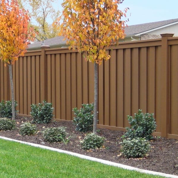 Seclusions 6 ft. x 8 ft. Saddle Brown Wood-Plastic Composite Board-On-Board Privacy Fence Panel Kit