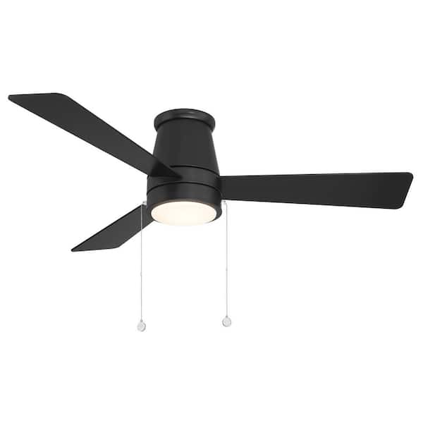 WAC LIMITED Hug 52 in. Indoor/Outdoor Matte Black 3-Blade Pull Chain Ceiling Fan Selectable CCT Integrated LED