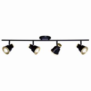 Fairhaven 3 ft. 4-Light Black LED Fixed Track Lighting Kit with Step Head