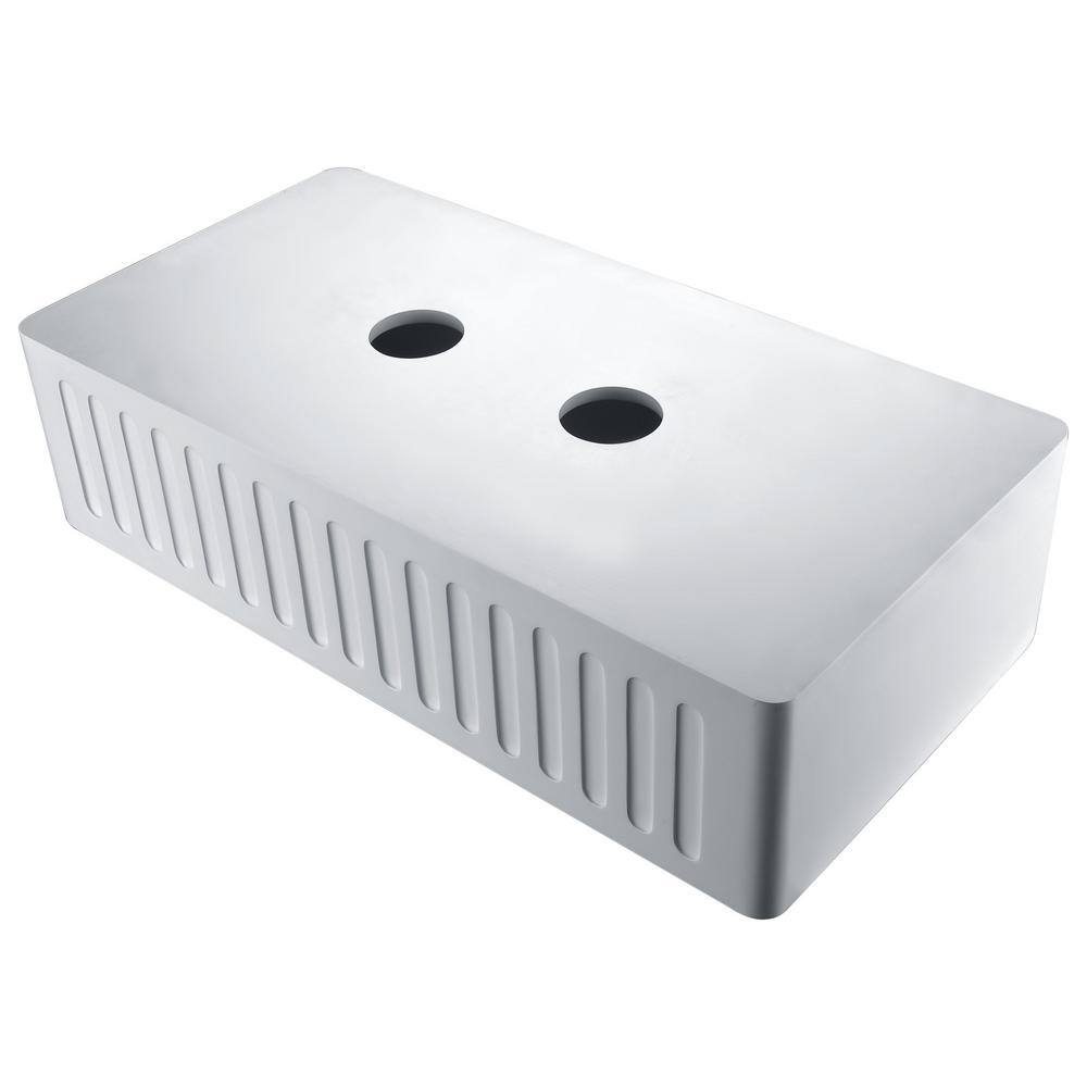 Petima 35.43'' White Stone Double Bowl Farmhouse Sink
