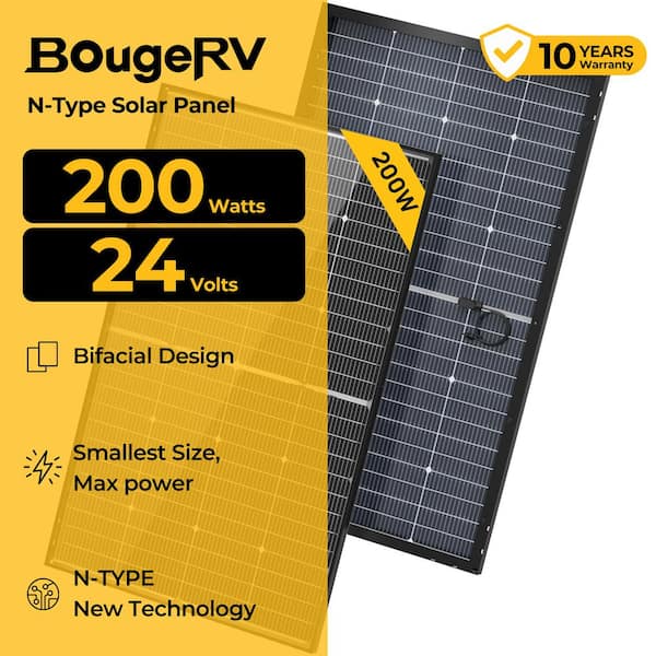 N-Type 200-Watt 16BB Bifacial Monocrystalline Solar Panel Work for 12V/24V Charger RV Camping Home Boat Marine