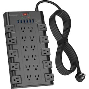 10 ft. Cord 22 Outlet Power Strip with 6 USB and USB-C: 15A Surge Protector