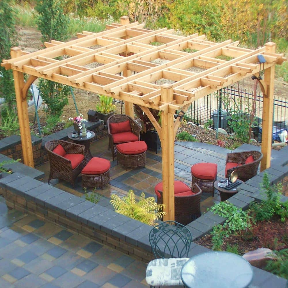 12x12 Cedar Square Traditional Outdoor Pergola