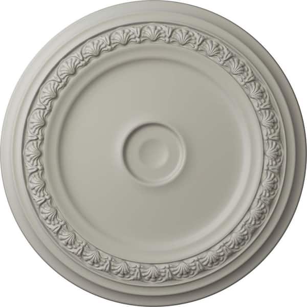 Ekena Millwork 31-1/8 in. x 1-1/2 in. Carlsbad Urethane Ceiling Medallion (Fits Canopies up to 5-1/2 in.), Pot of Cream