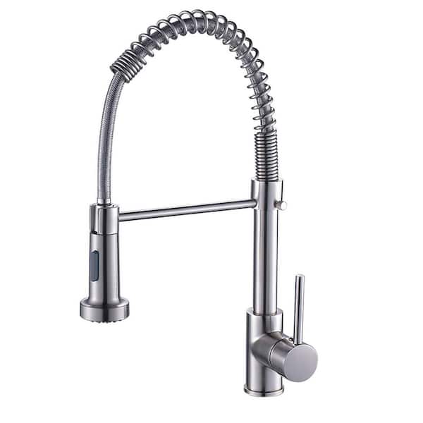 GIVING TREE Single-Handle Spring Spout Pull Out Sprayer Kitchen Faucet with Deck Mount in Chrome