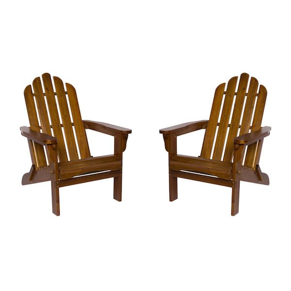 Shine Company 37 in. H Brown Folding Wood Outdoor Adirondack Chair (Set of 2)