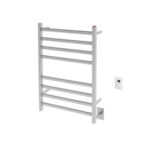 Prima Dual Extended 8-Bar Hardwired and Plug-in Electric Towel Warmer in Brushed Stainless Steel with Timer