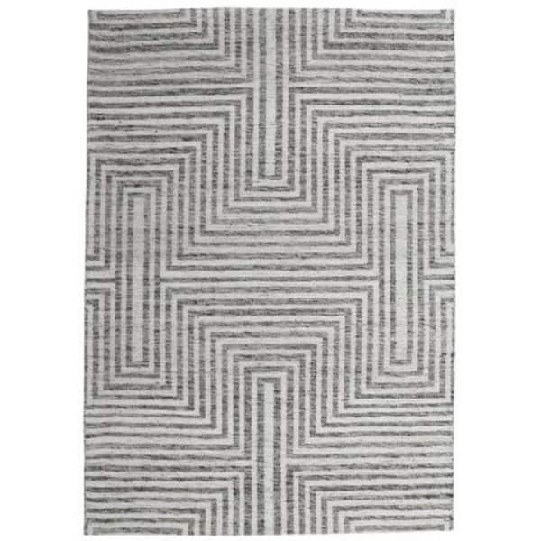 Seni Black, Ivory and Gray 5 ft. x 7 ft. Geometric Area Rug