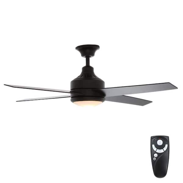 Hampton Bay Mercer 52 in. Indoor Matte Black Ceiling Fan with Light Kit and Remote Control