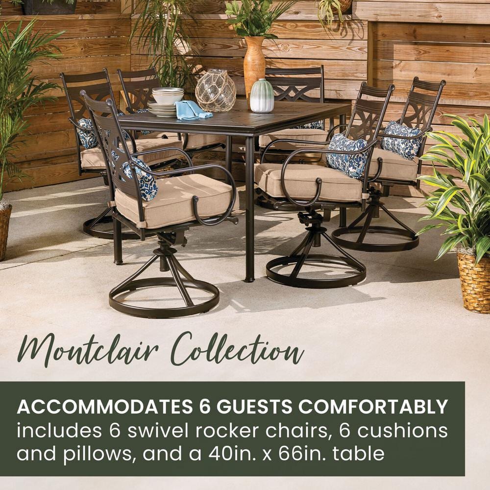 Montclair 7-Piece Black and Tan Steel Outdoor Dining Set