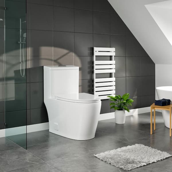 Denali 1-Piece 1.28 GPF Dual Flush Elongated Toilet in White