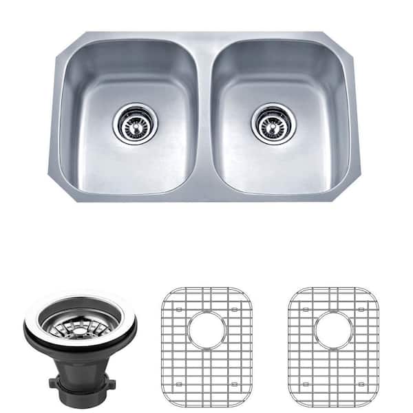 Specialty Series Stainless Steel 30 in. 50/50 Double Bowl Undermount Kitchen Sink Package