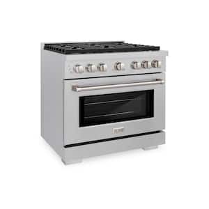 36 in. 6 Burner Freestanding Gas Range and Convection Oven with Brass Burners in Fingerprint Resistant Stainless Steel