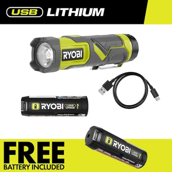 USB Lithium Compact Flashlight Kit with FREE 2.0Ah USB Lithium Battery