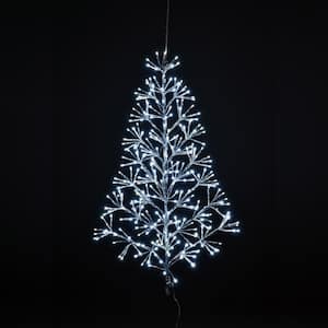3 ft. 296 l Artificial Christmas Tree Cluster Light Warm White for Home Garden Decoration Silver