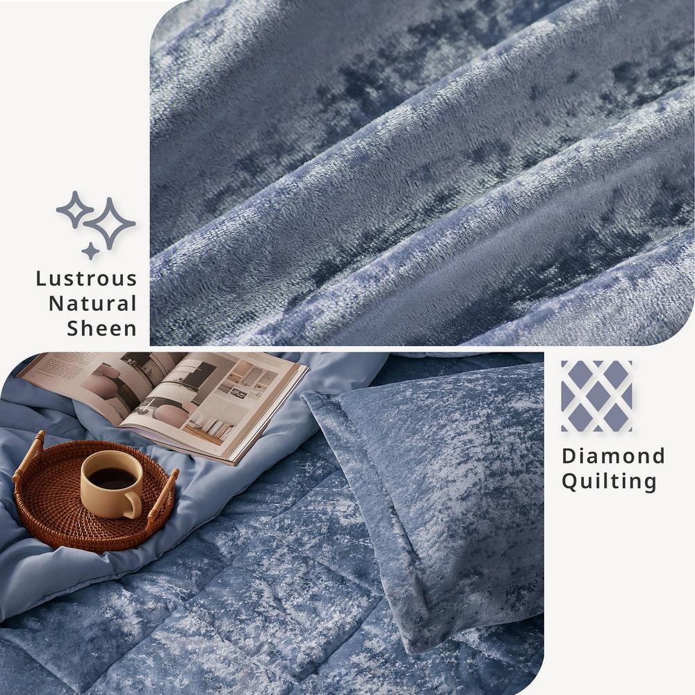 Luxurious Grey Crushed Velvet Twin/Twin XL Duvet Set