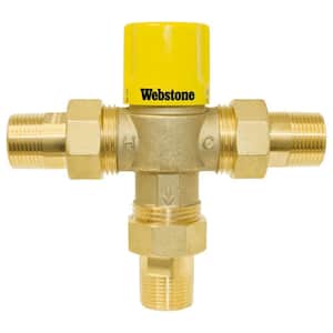 1 in. MIP Lead Free Brass Thermostatic Mixing Valve w/Integral Check Valves and Temperature Locking Handle