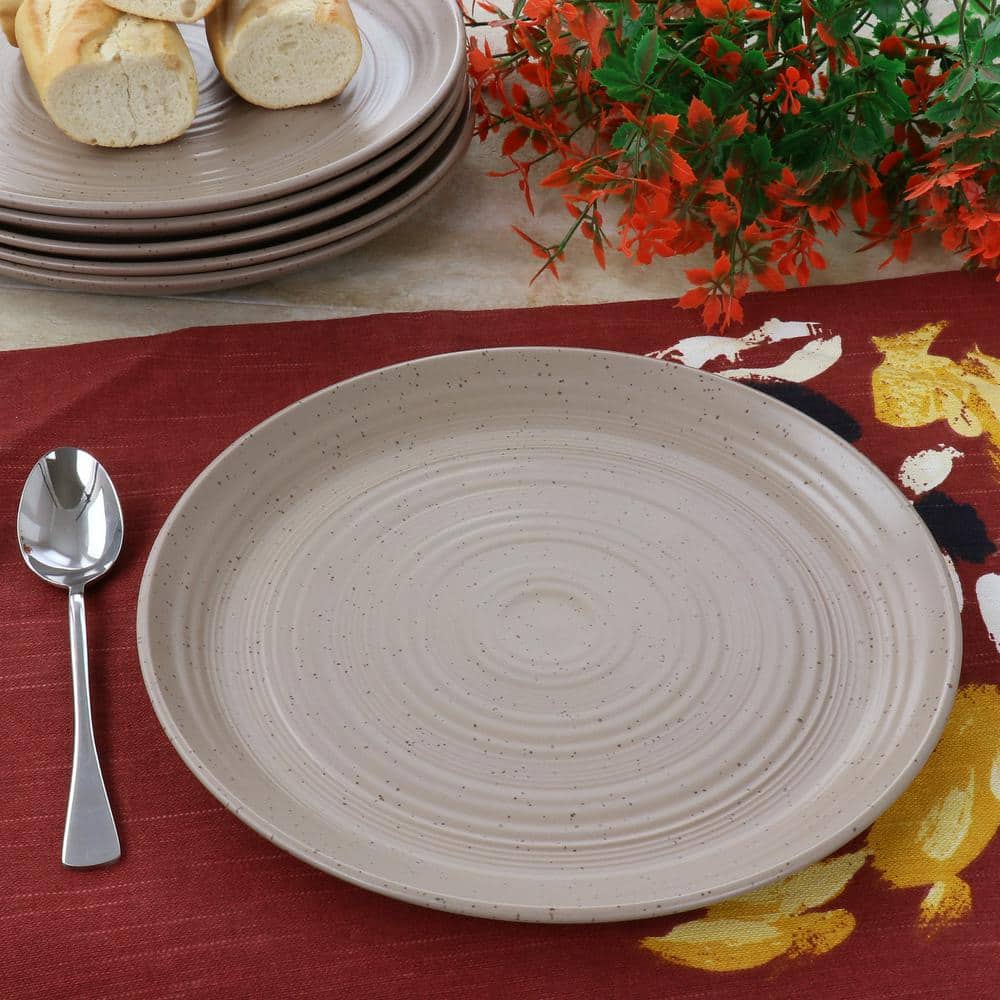 Bee & Willow Greige Ceramic Round Dinner Plate Set of Six