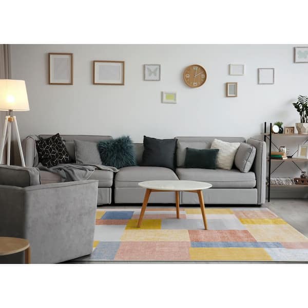 Vireo Collections 8 ft. x 11 ft. Yellow Geometric Indoor Area Rug