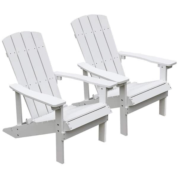 Zeus & Ruta White Modern Poly Adorondic Outside Chairs Set of 2