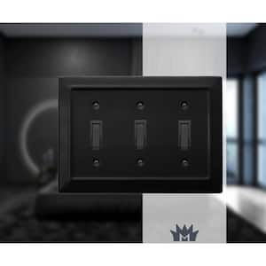Architectural 3-Gang 3-Toggle Wall Plate (Matte Black)
