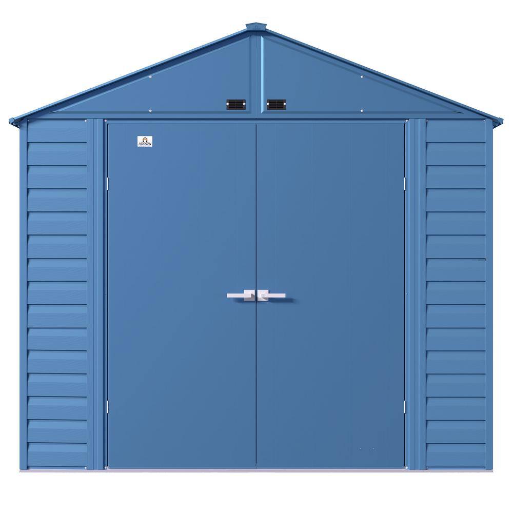 Blue 8x8 Galvanized Steel Gable Roof Storage Shed