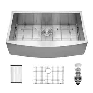 36 in. Farmhouse Sink Single Bowl 18-Gauge Stainless Steel Kitchen Sink with Accessories