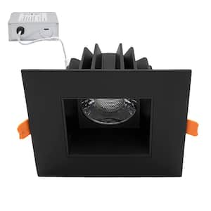 4 in. Slim Square Recessed Anti-Glare LED Downlight, Black Trim, Canless IC Rated, 1050 Lumens, 5 CCT 2700-5000K