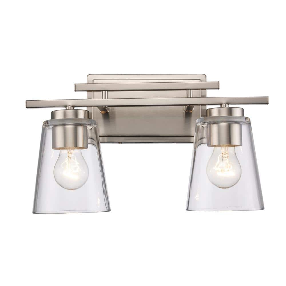 Bel Air Lighting Iris 14.75 in. 2-Light Brushed Nickel Bathroom Vanity ...