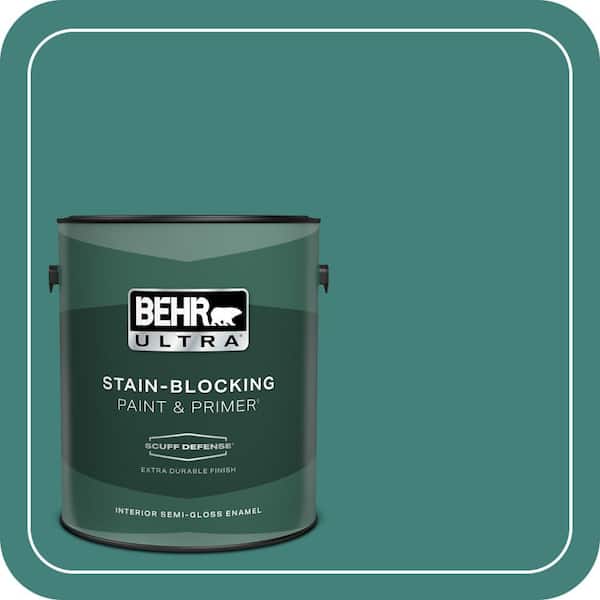 BEHR ULTRA 1 gal. #M450-6 Bubble Turquoise Extra Durable Semi-Gloss Enamel Interior Paint & Primer