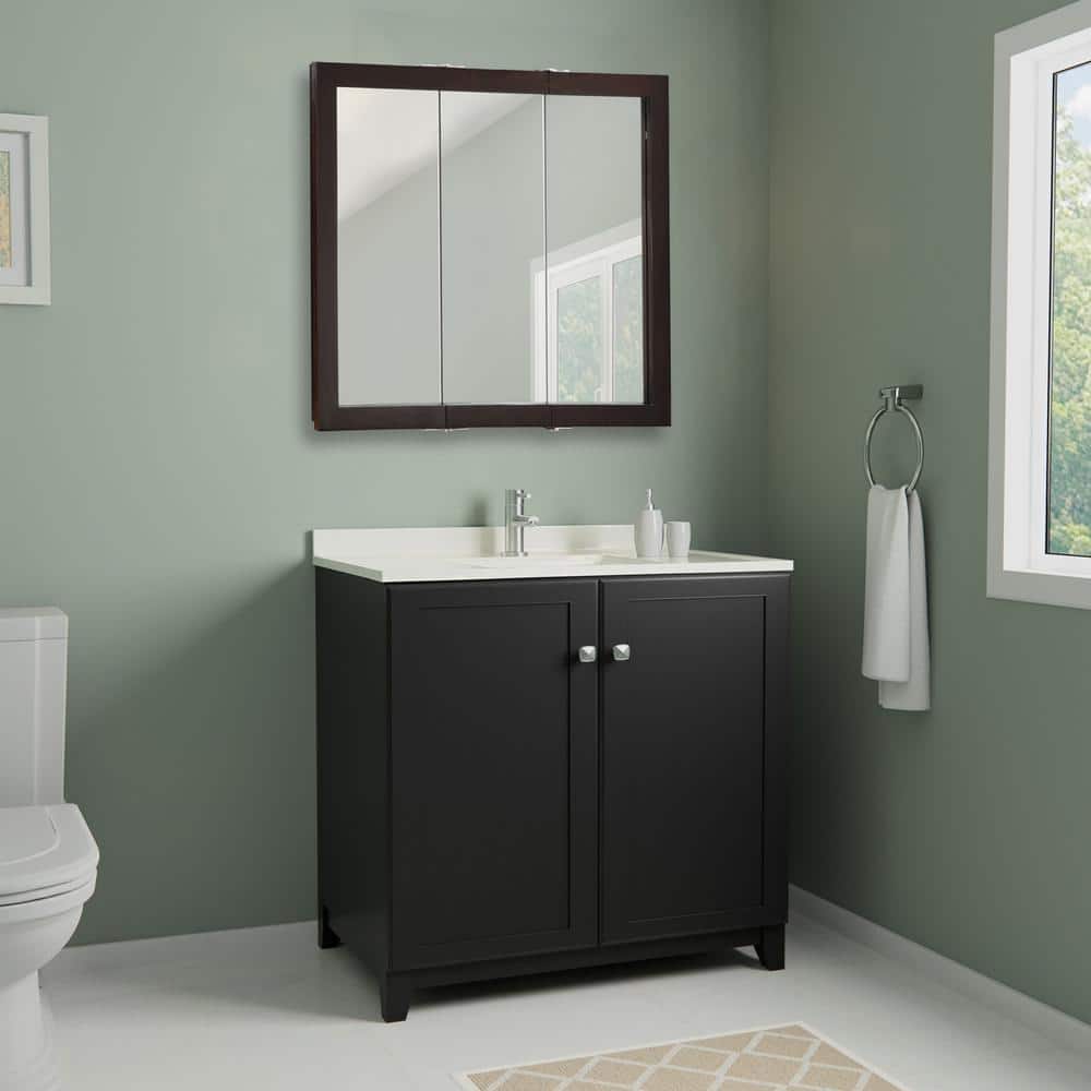 Ventura 30-Inch Espresso Pine Tri-View Medicine Cabinet