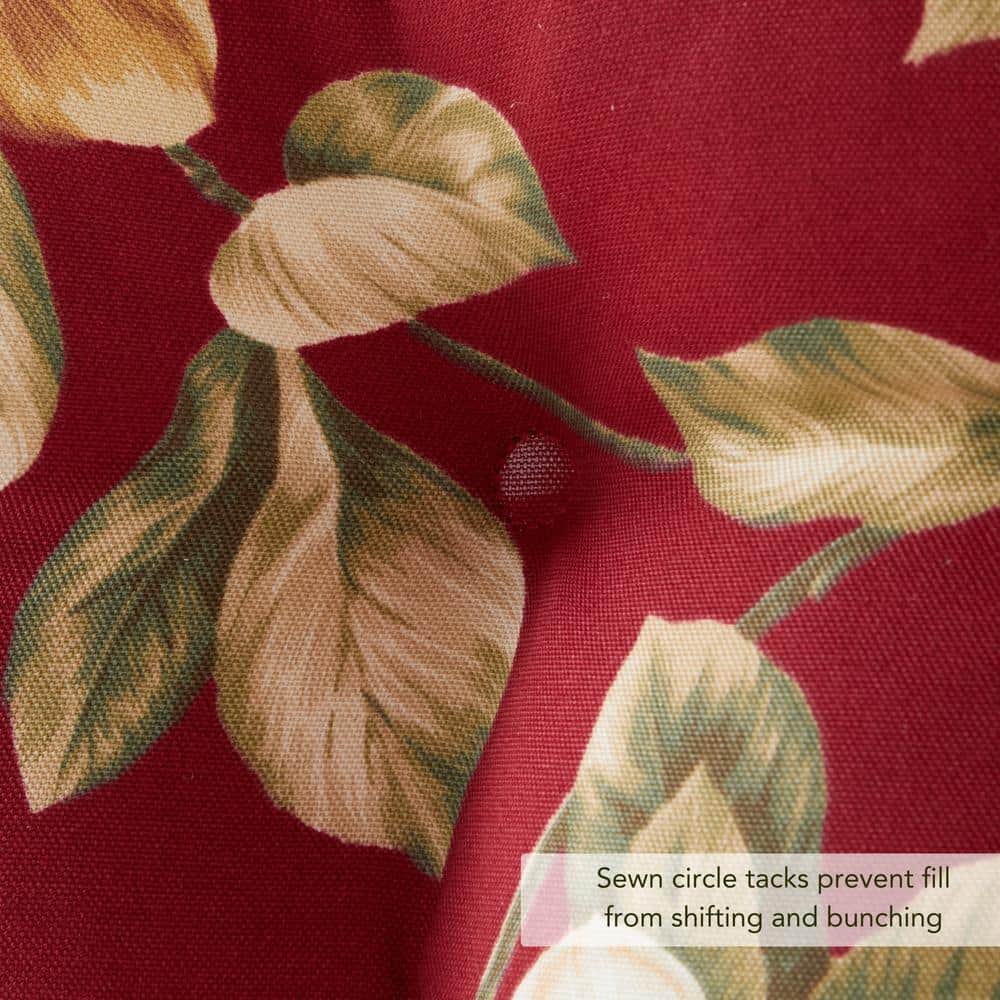 Roma Floral Red Polyester Outdoor Dining Chair Cushion