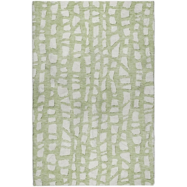 Dream Shag Premium Machine Washable Abstract ADS754 Aloe 9 ft. x 12 ft. Area Rug