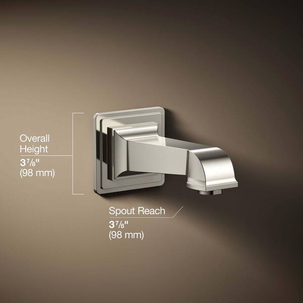 KOHLER Pinstripe Pure Wall-Mount Non-Diverter Bath Spout in Vibrant Polished Nickel