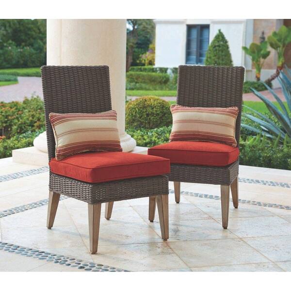 Home Decorators Collection Naples Brown All Weather Wicker Outdoor Armless Dining Chairs With E Cushions 2 Pack Frs80660fs 2pk - Home Decorators Collection Naples Patio Furniture
