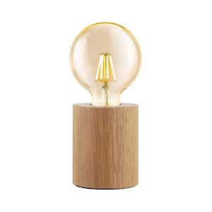 Turialdo 3.35 in. W x  4 in. H 1-Light Natural Wood Open Bulb Table Lamp