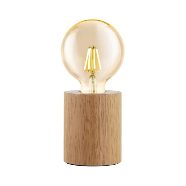 Eglo Turialdo 3.35 in. W x  4 in. H 1-Light Natural Wood Open Bulb Table Lamp