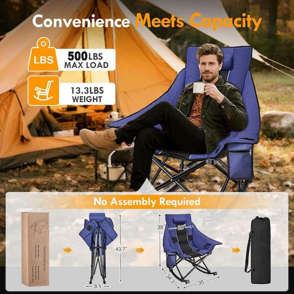 SEEUTEK Heated Rocking Camping Chair Foldable Heavy-Duty Rocker