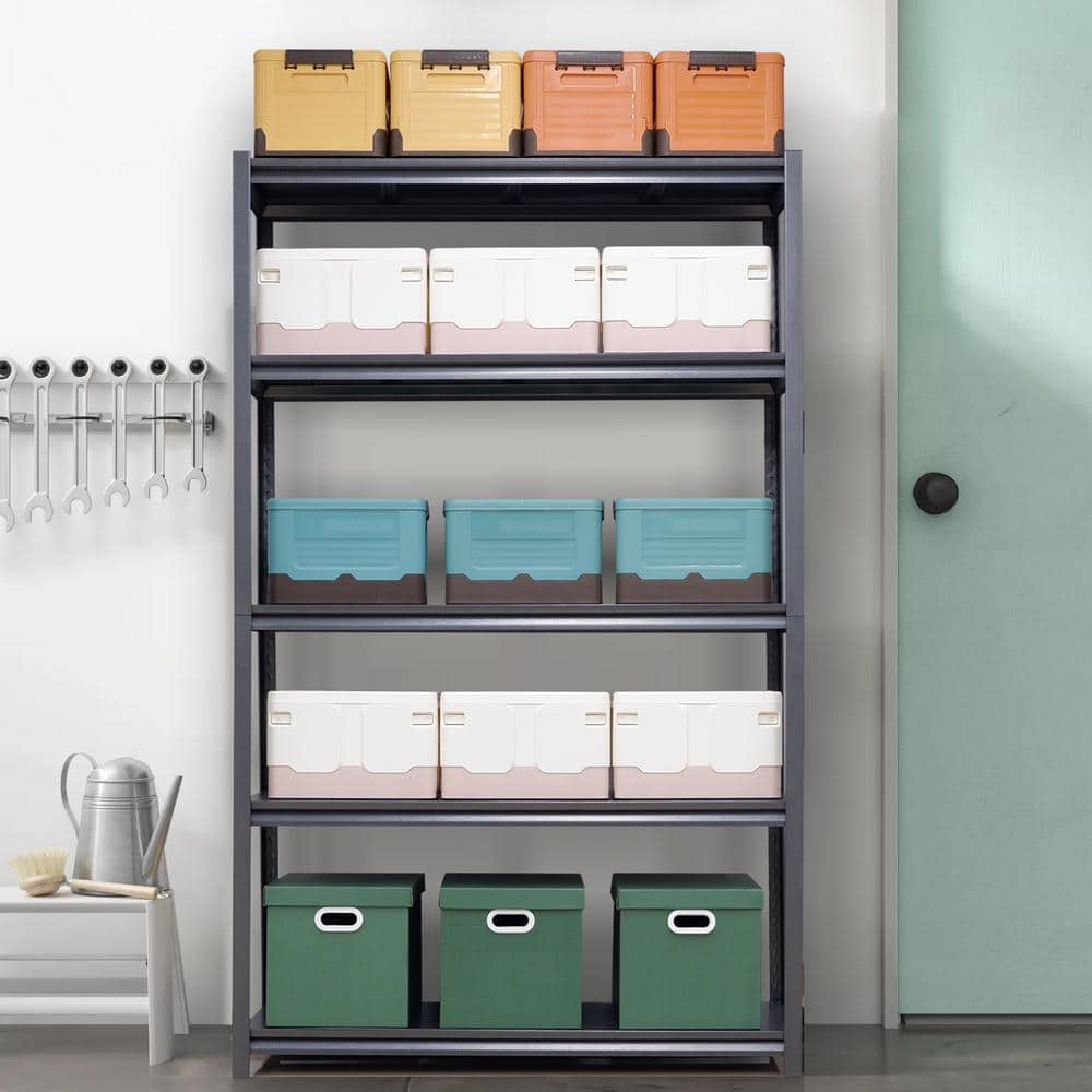 78" Black Heavy Duty Adjustable Metal Garage Shelving Unit