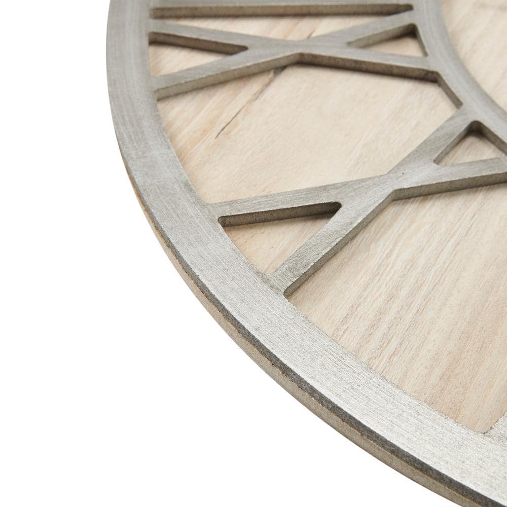 Madison Park Mason 23.6" Gray Metal and Wood Wall Clock