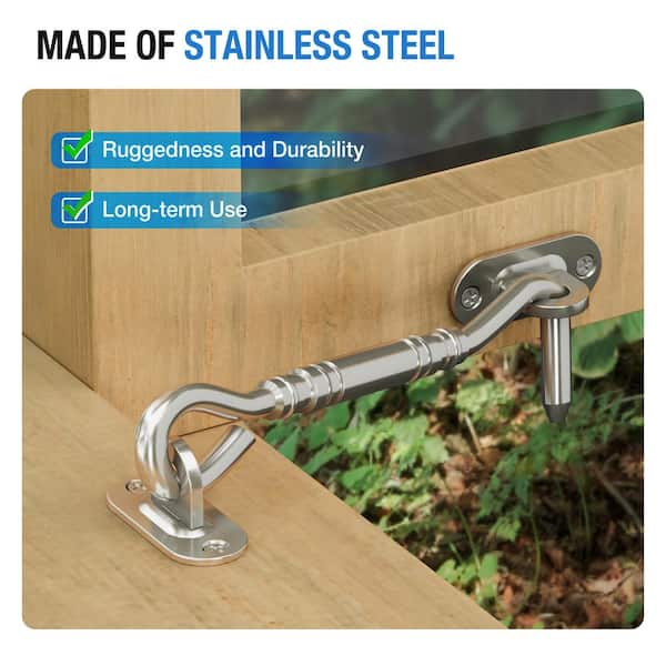 4 in. Stainless Steel Heavy-Duty Hook And Eye for Sliding Barn Door, Closet, Garage