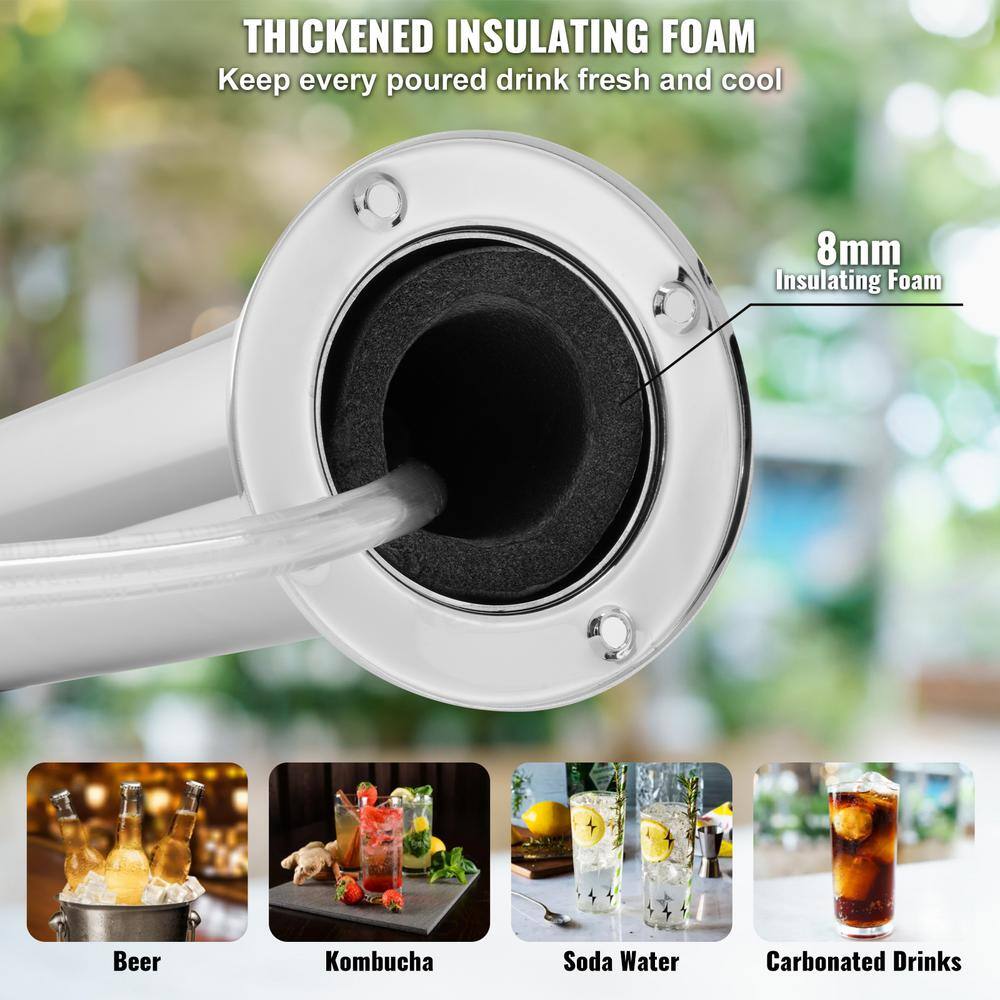 Dual Taps Stainless Steel Beer Dispenser with Chrome-Plated Brass Faucets