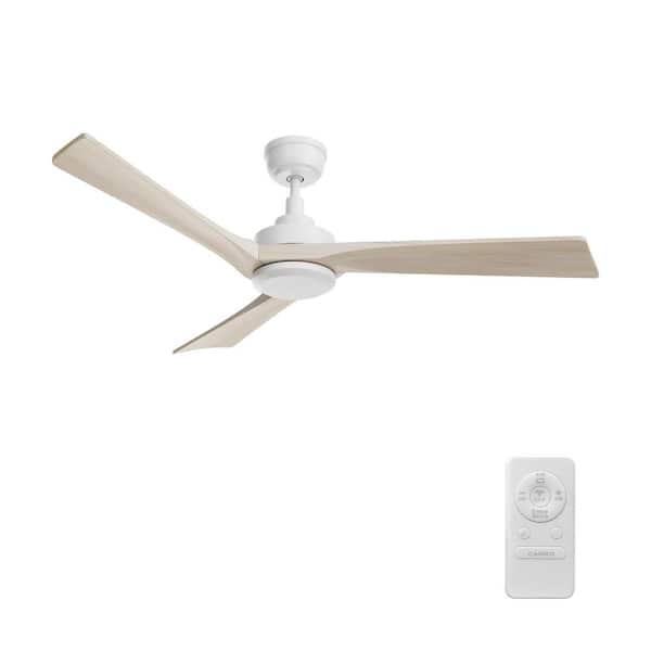 CARRO Montrose 52 in. Indoor Matte White 10-Speed DC Motor Ceiling Fan with Remote Control for Bedroom or Living Room