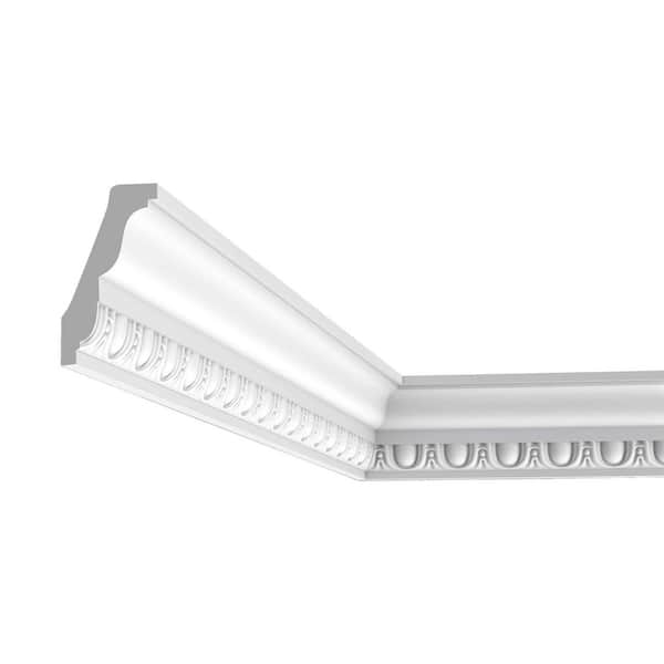 3 in. x 1-5/8 in. x 78-3/4 in. Egg and Dart Primed White High Density Polyurethane Crown Moulding (15-Pack)