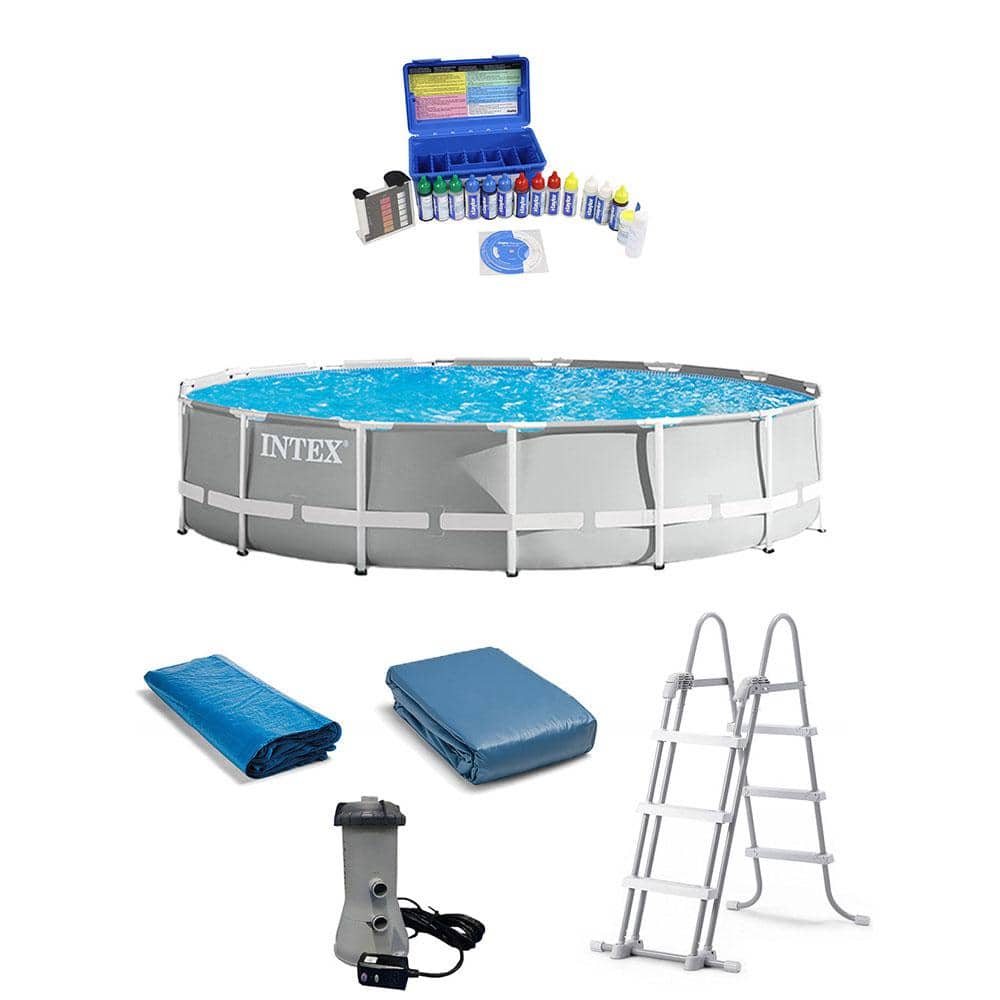 Intex Prism Frame 15 ft. Round 42 in. Deep Above Ground Pool Set ...