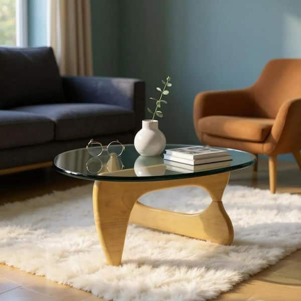 54.00 in. Natural Triangle Glass Coffee Table