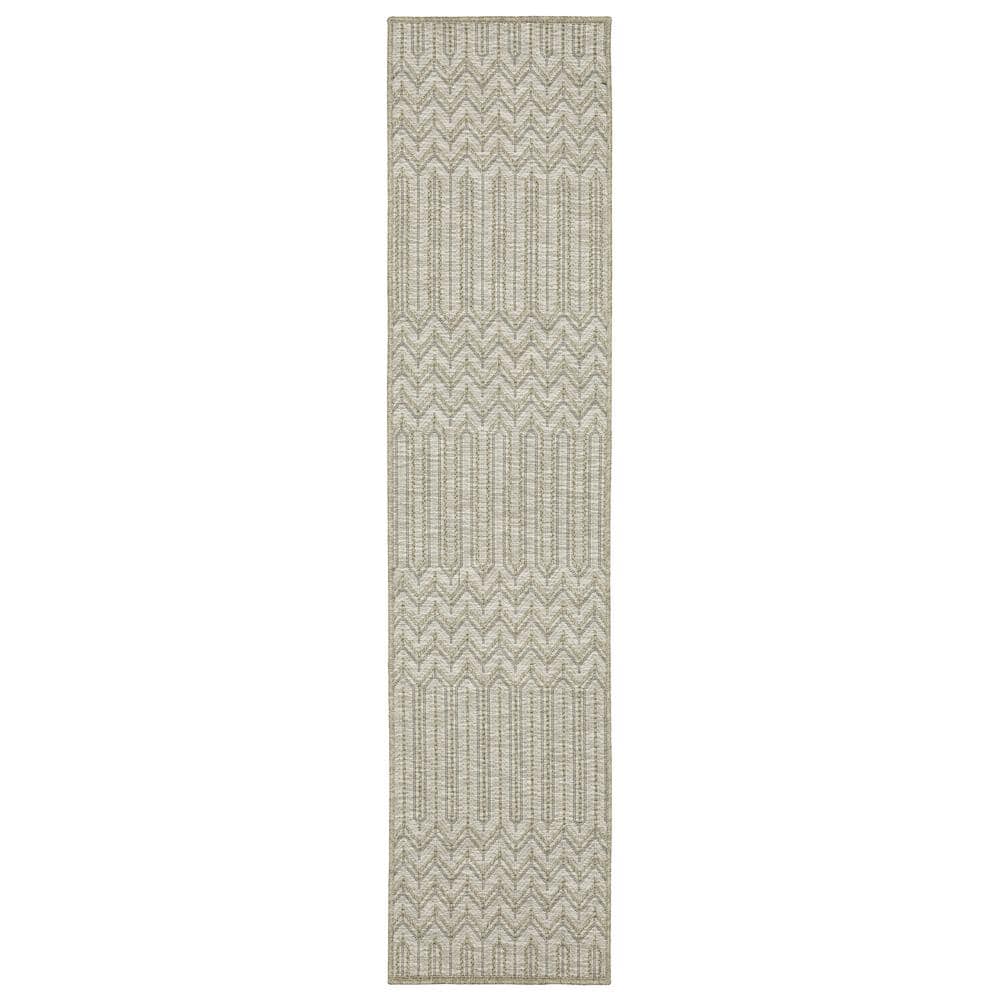 Thrasher Beige 2 ft. x 8 ft. Geometric Abstract Stripe Polypropylene Indoor/Outdoor Runner Area Rug price history on PriceWatchPro
