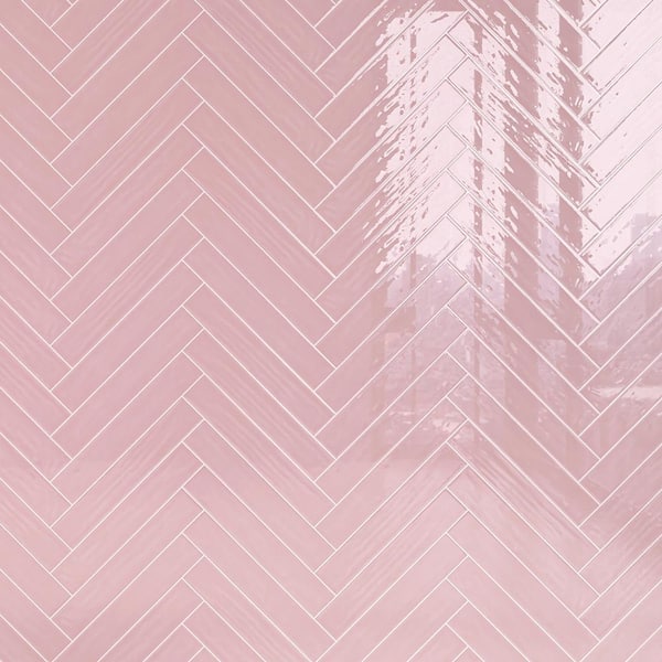 MOLOVO Nova Pink Blush 1.97 in. x 11.81 in. Polished Ceramic